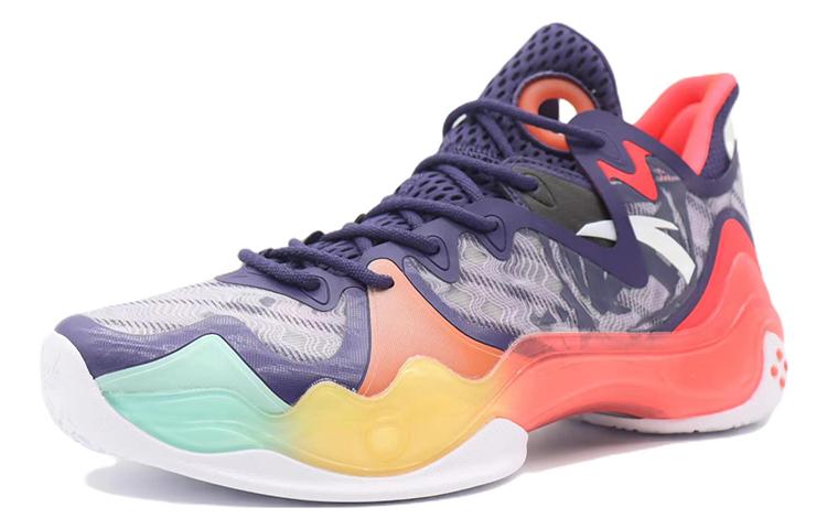 Men's Sneakers Anta Shock Wave 4 Anti-Slip Wear-Resistant Low-Top Basketball Shoes Green Purple Red