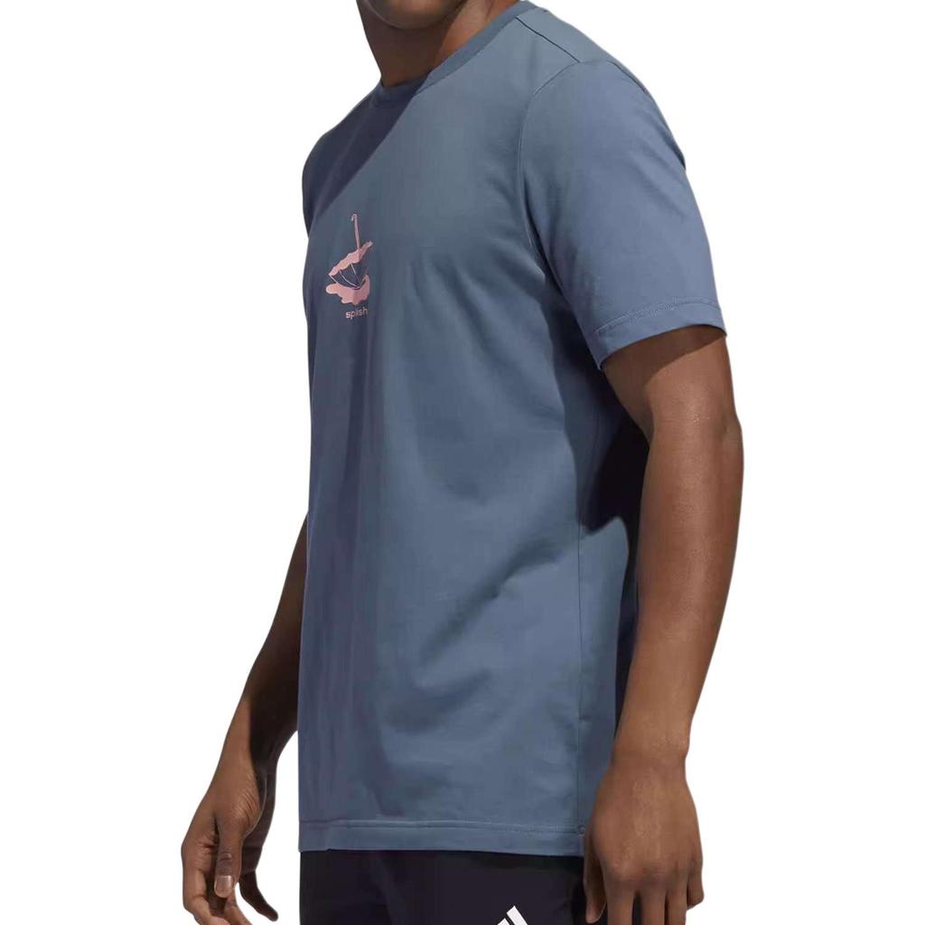 Adidas Umbrella Print Round Neck Pullover Short Sleeve T-Shirt Men T-Shirts Gray Blue GE4518