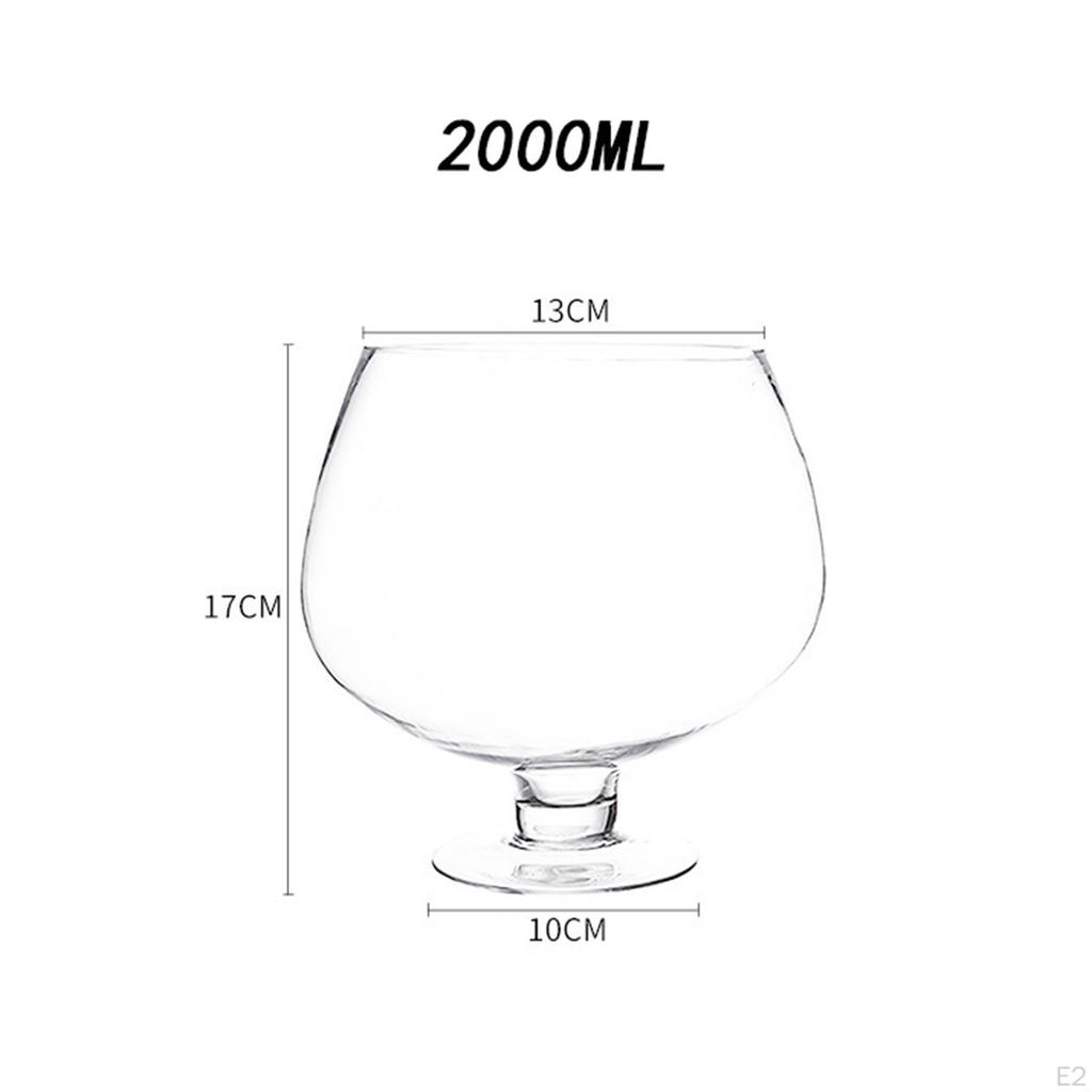 Big Clearer Glass Extra Large Goblet Hand Blown Smooth Rim Giant Clear Glass, for