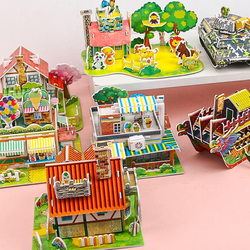 3D Foam Puzzle Set Childrens Building Toy Creative Diy Craft Educational Activity Kit for Kids 3-6Years Small Blocks Gift