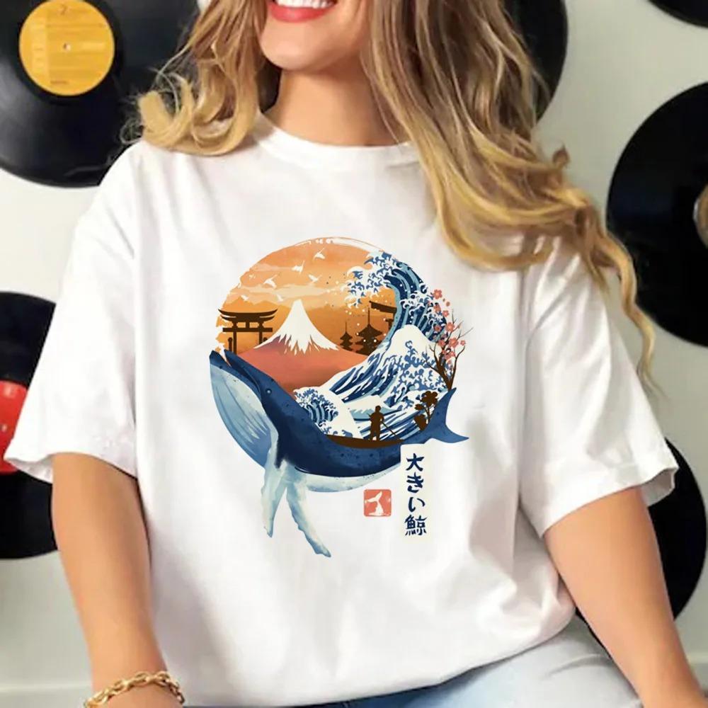 Whale Tshirts Women Summer Streetwear Y2K Tee feUnisex Comic Unisexga Clothing