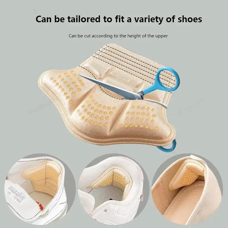 3Pair Size-Adjustable Heel Protectors Stickers Anti-Wear Insole Cushion for Women's High Heels Loafers Sneakers Pain Relief