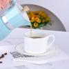 Luxurious Bone China Gold Rim Coffee Cup & Saucer Set - Pure White Ceramic English Style for Hotels and European Coffee Service
