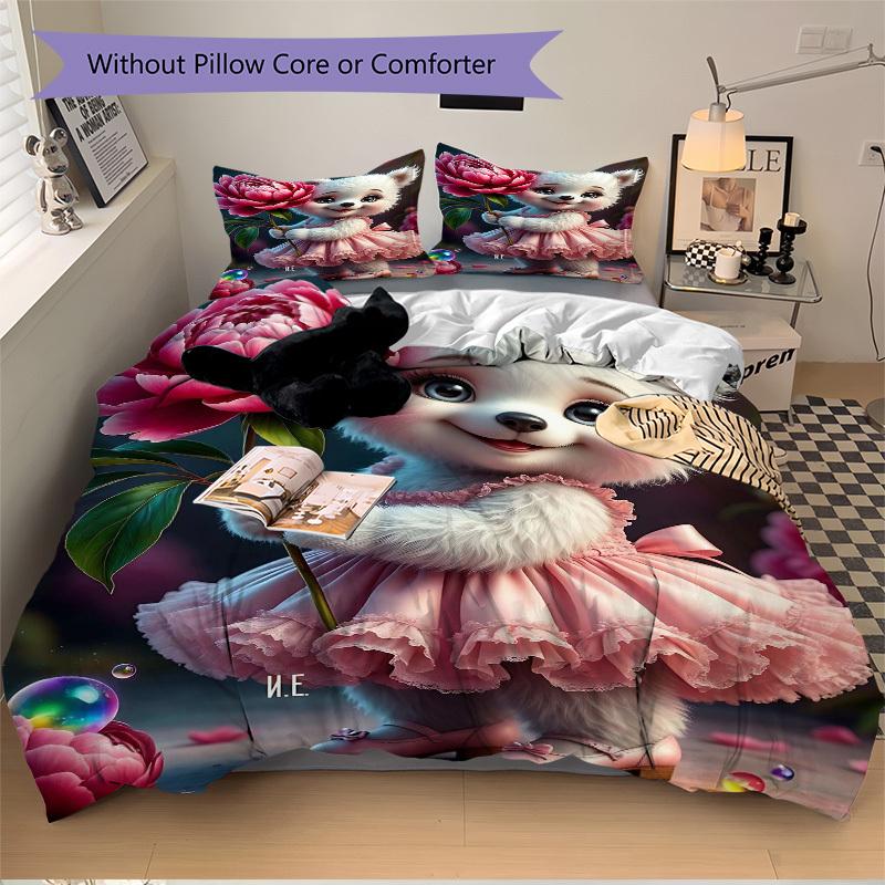 

Комплект постельного белья из 3 предметов с аниме-мультяшным дизайном - включает один пододеяльник и две наволочки. (Нет ядра) - Идеально для декора спальни и гостевой комнаты 135x200cm