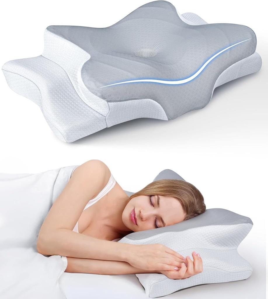 Memory Foam Pillows Smooth Cool Ergonomic Neck Support Pillow For Pain Relief High Elastic Soft Washable Home Pillows Bedding