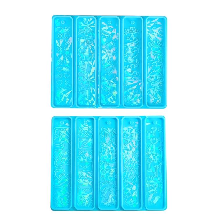 

Flexible Silicone Mold Holographic Lasers Bookmark Making Molds Heart Casting синий