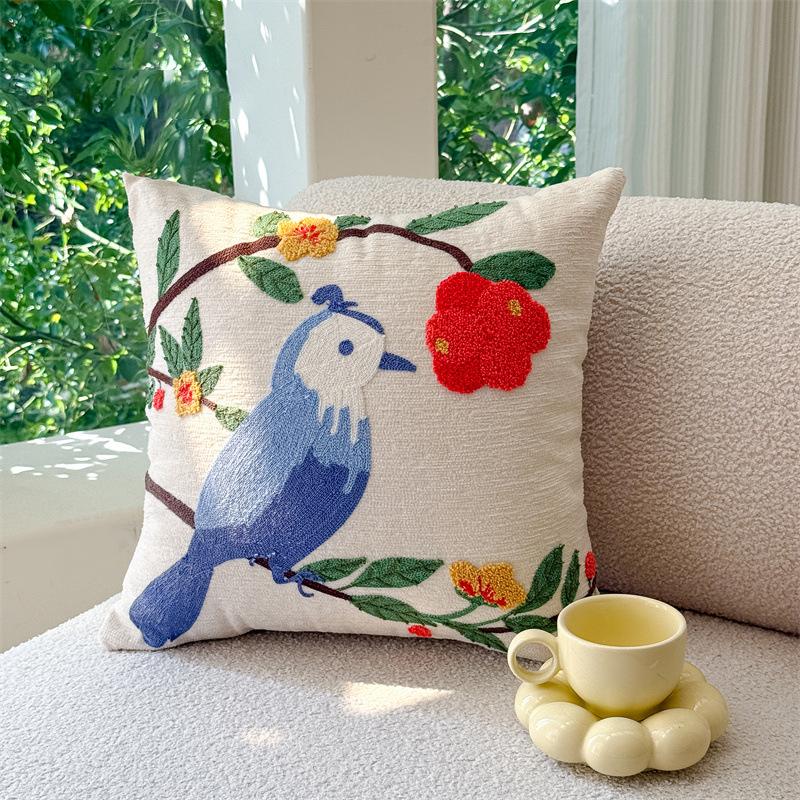 Simple Flower Chenille Towel Embroidery Sofa Pillowcase Cojines Polyester Decor Home Throw Cushion Cover Headboard Pillowcases