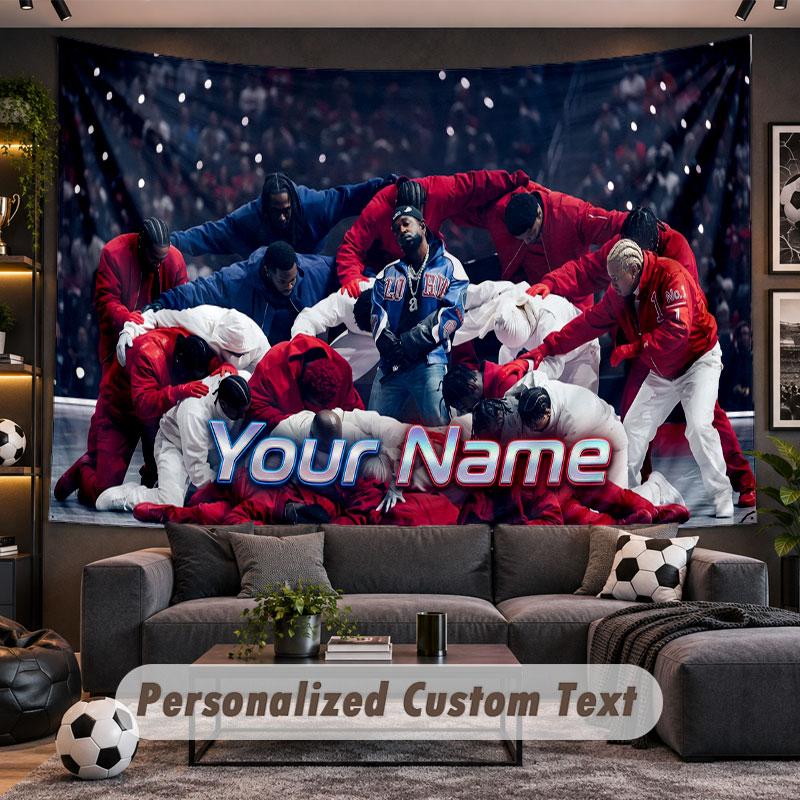 Wall Hanging Tapestry Custom NameKendrick Lamar Pattern Personalized Printed Fabric Wall Decor