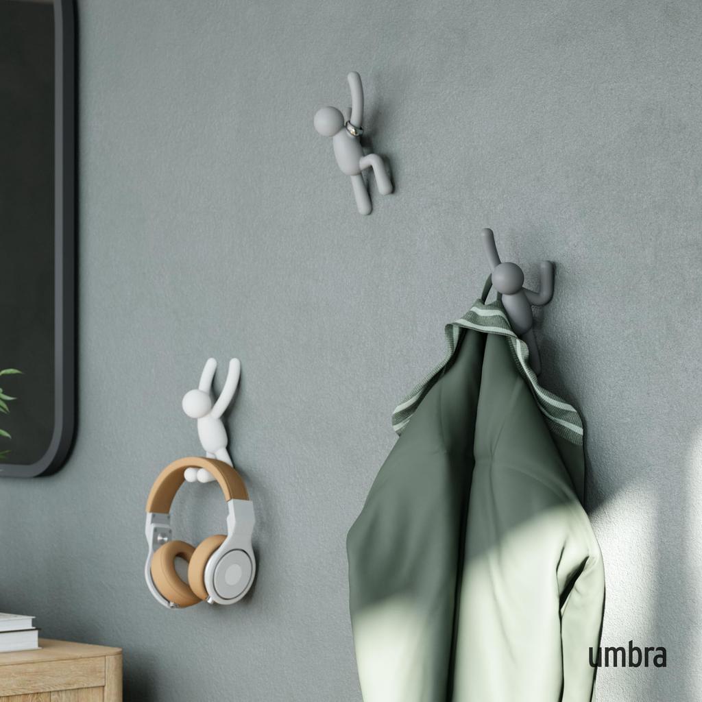 Umbra BUDDY Wall Hooks Gray Pastel 3-Pack ABS Resin 2kg Load Capacity