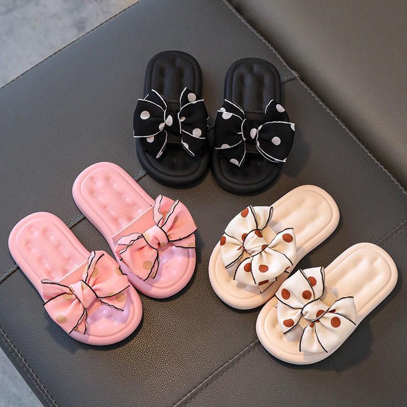 Girls Slippers 2026 Summer Sandals Cute Bowknot Slippers Comfortable Breathable Soft Sole Shoes for Big Kids Little Kids