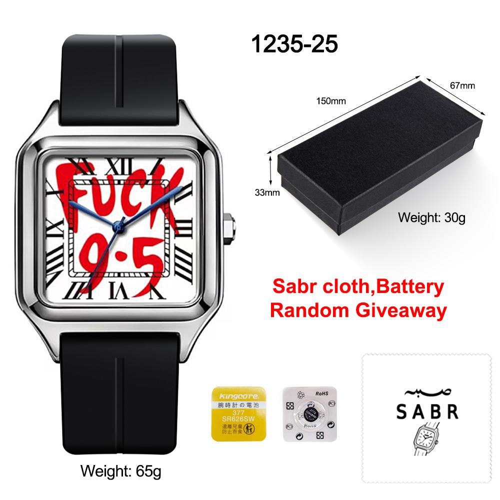 Fashionable and Elegant Neutral Stainless Steel Alloy Square Dial Silicone Strap Quartz Watch 3Atm Waterproof Minimalist Design