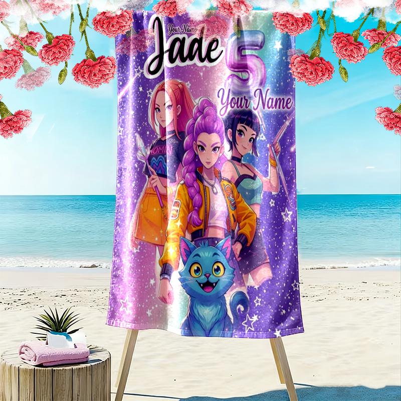 Custom NameJade, Space, Friends Beach Towel Soft Microfiber Summer Towel Quick Dry Absorbent Towel for Beach Swimming Pool Travel