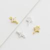 Handmade S925 Sterling Silver Double Circle Star and Diamond Cross Pendant Necklace/Bracelet Accessory