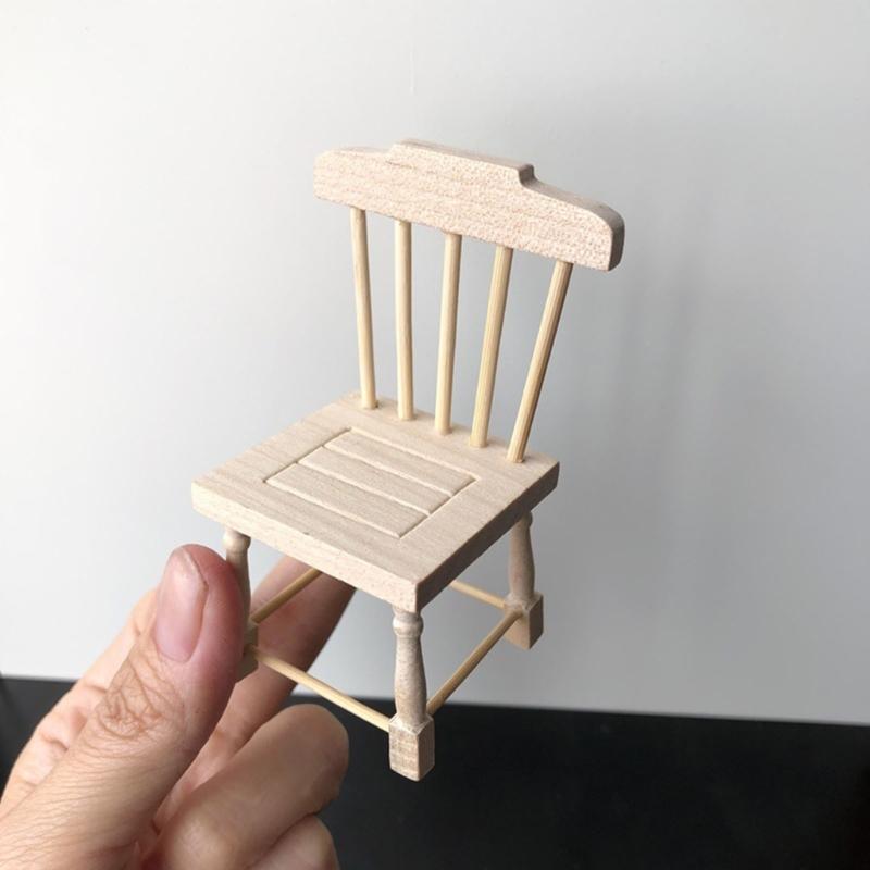 Modern Mini Desk And Chair Dollhouses Accessories 1/12 Scale Zakka Wooden Furniture For Craft Projects And Display