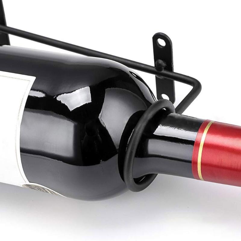 6 Stück Eisen Weinregal Wandmontiert Weinpräsentationshalter für Küche Bar Heimdekoration Einzelne Champagnerlagerung