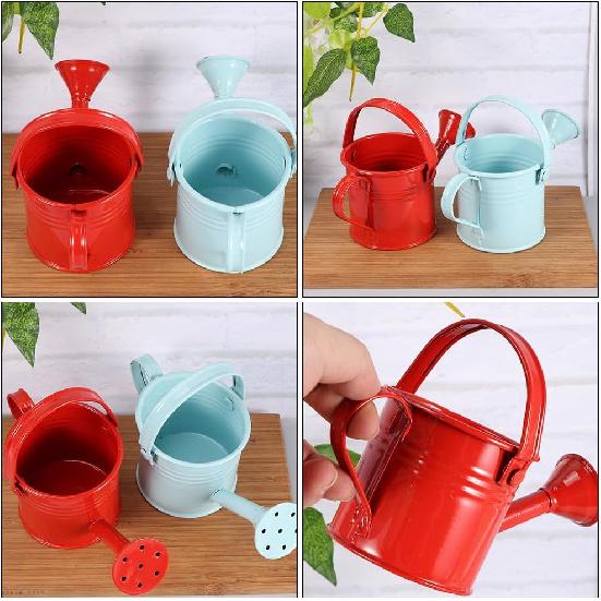 VANZACK 4Pcs Iron Watering Can Kids Watering Can Mini Sprinkler Bucket Kids Gardening Water Pot Mini Watering Can for Garden Yarde Home Plants Flower