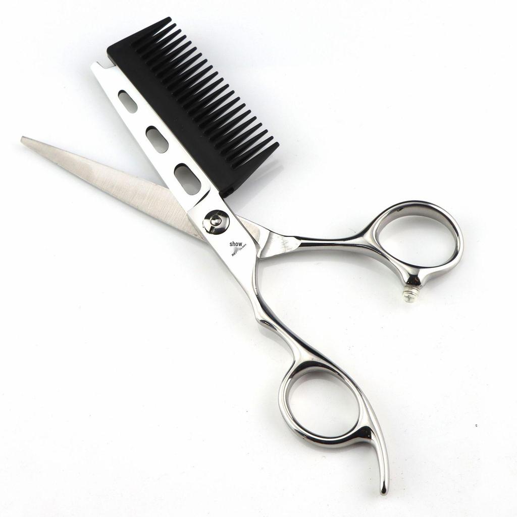 6.0" Left-Handed Hairdressing Scissors with Comb - Barber, Straight, Bang Scissors