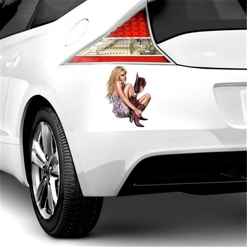 Nálepka na auto Tri Mishki WCS790 13*17cm s krásnou dívkou na auto