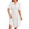 2024 Spring/Summer Women's V-Neck Waist-Cinching Flared Sleeve Dress