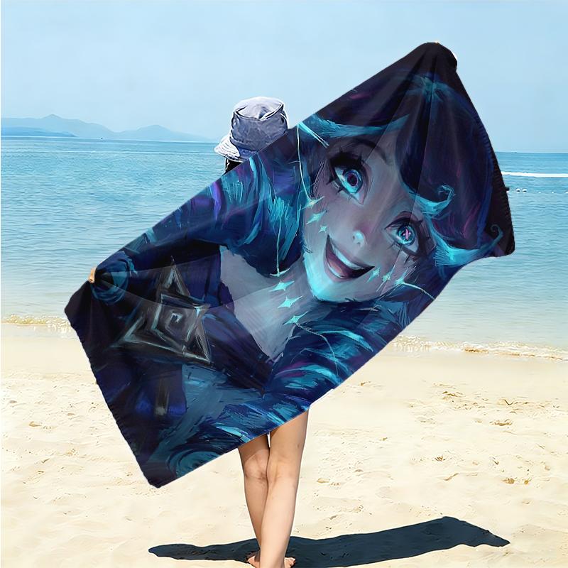 Fantasy Warrior Girl Beach Towel Microfiber Beach Towel Thin Absorbent For Beach Swimming Yoga Bath Sports