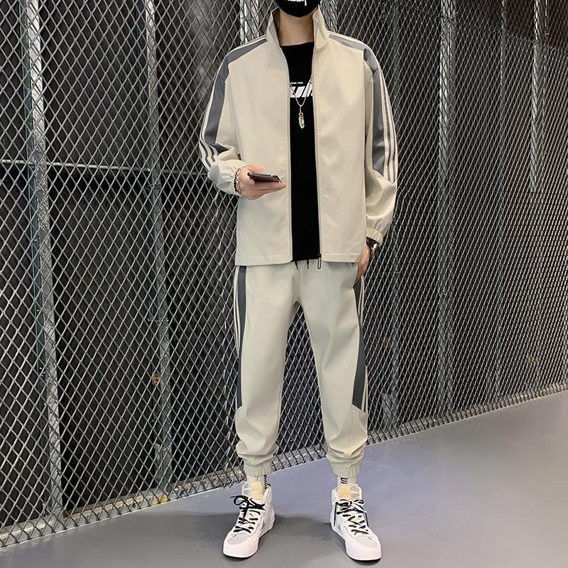 Men Tracksuit Thick Winter Autumn Men's Casual Printed Sports Suit Loose Hooded Hoodies Long Pant Two Piece Male Sportwears Sets