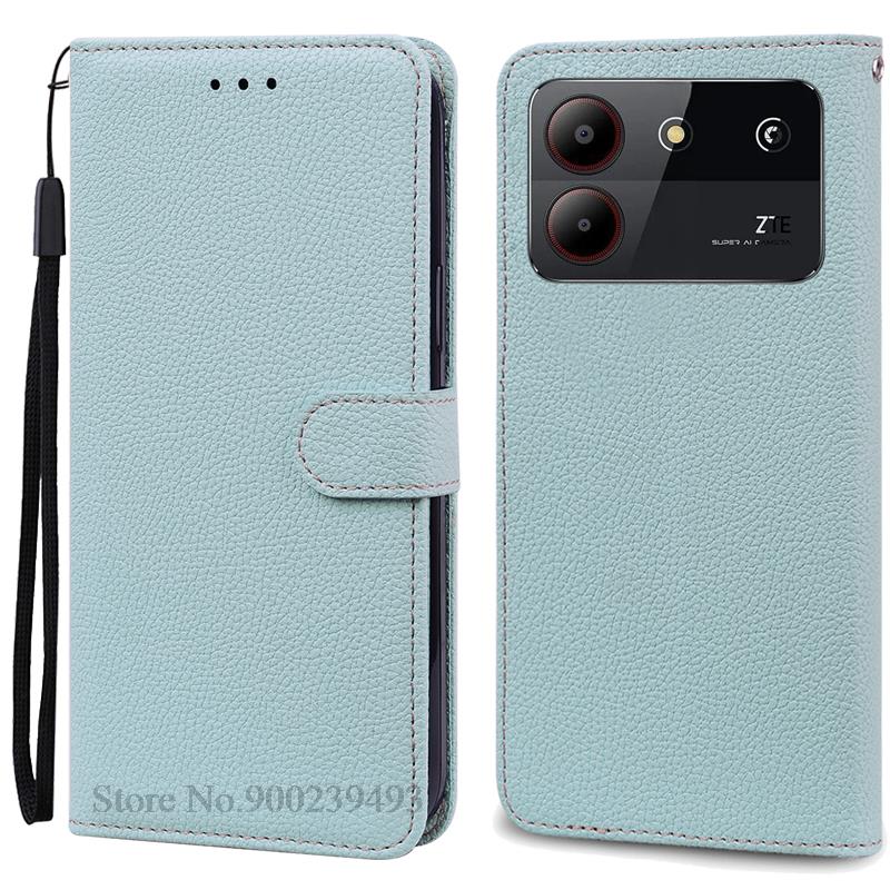 

Для ZTE Blade A54 чехол кожаный кошелек флип чехол для ZTE Blade A54 чехол Coque Fundas для ZTE Blade A54 чехол для телефона бампер For ZTE Blade A54 светло-синий