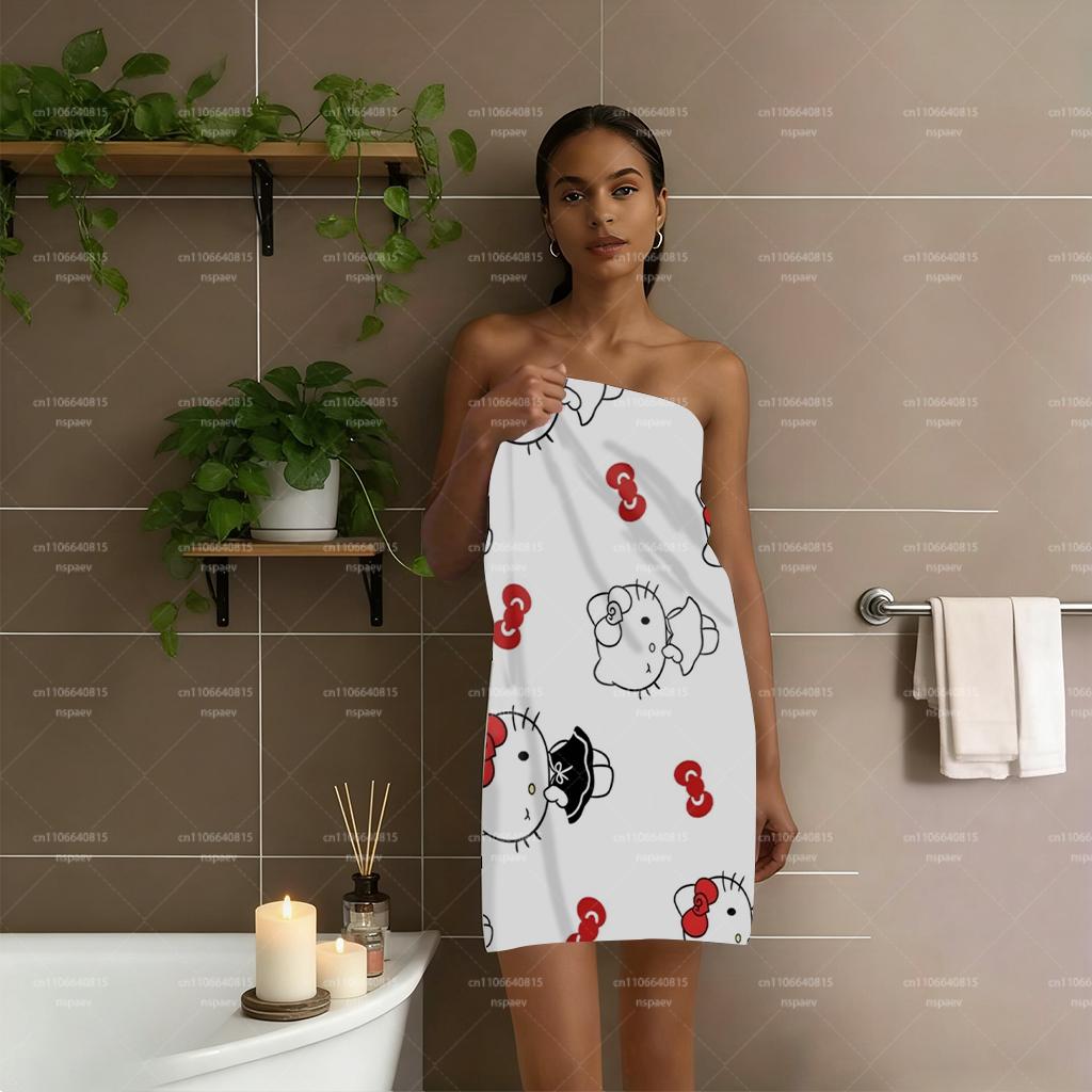Hello Kitty Beach Towel, Cute Cartoon Print Microfiber Towel, Quick Dry Sand Free Swim Towel for Summer Beach Pool, Ideal Gift