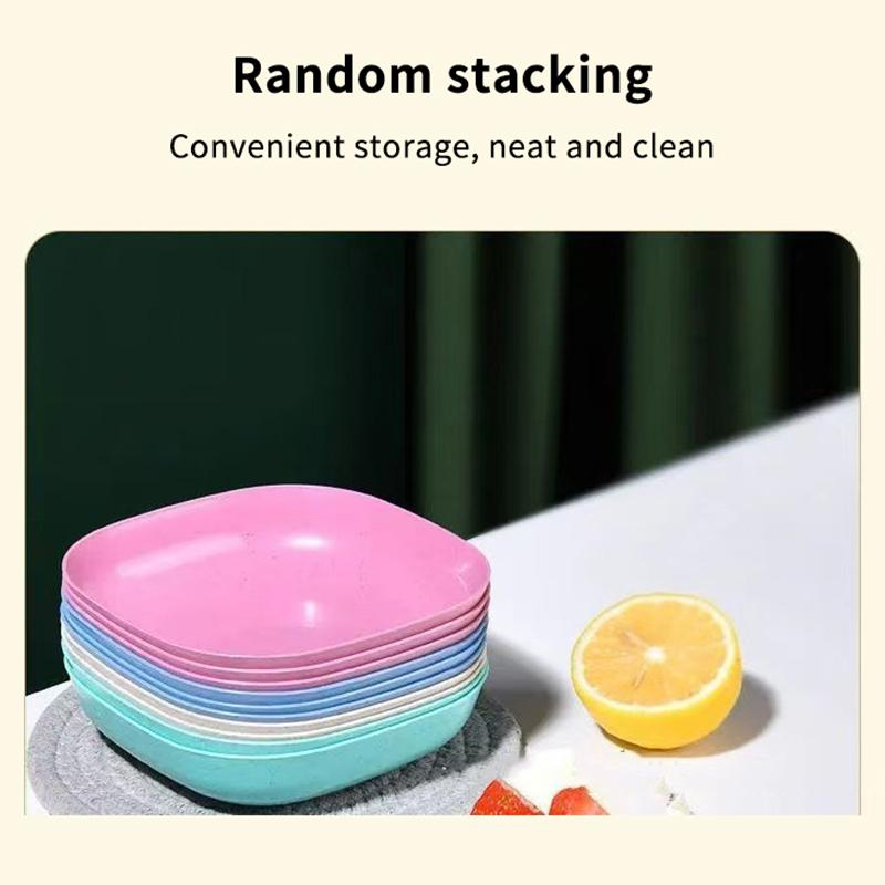 10Pcs Snack Plate Macaron Color Simple Straw Bone Spitting Plate Set Candy Fruit Cookie Cake Storage Tray Kitchen Accessories