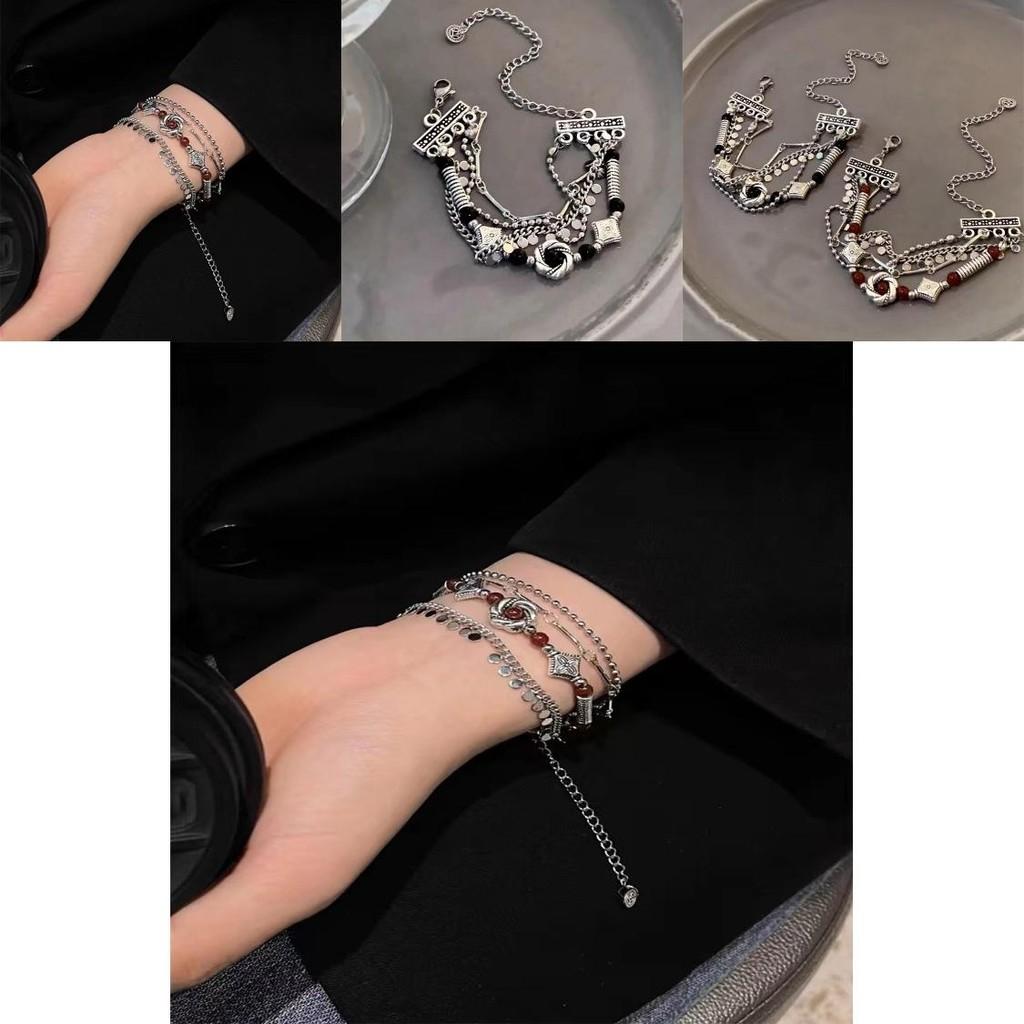 Luxurious Red Alloy Bracelet With Artistic Boho Design For Friends And Couples