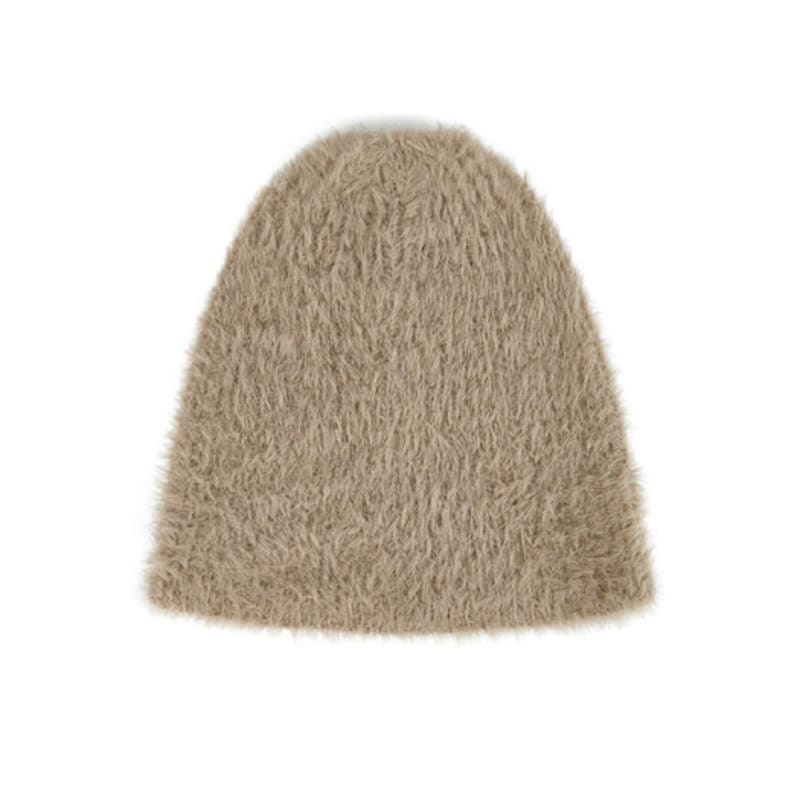 VARZAR VA Brooch Soft Angora Beanie Camel