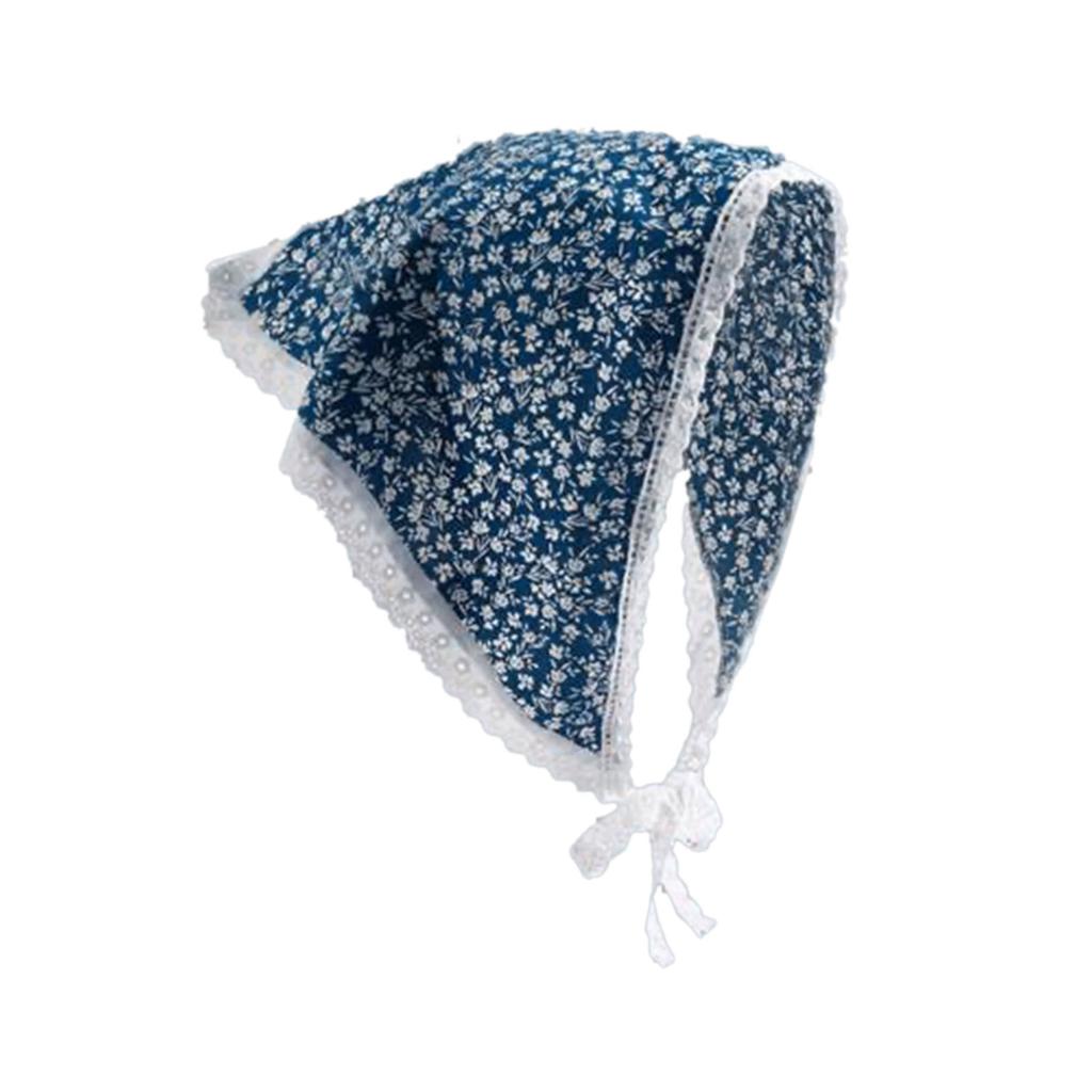 Elegant Flower Patterned Triangle Head Scarf Breathable Headwrap for Women French Headcovering for Music Festival