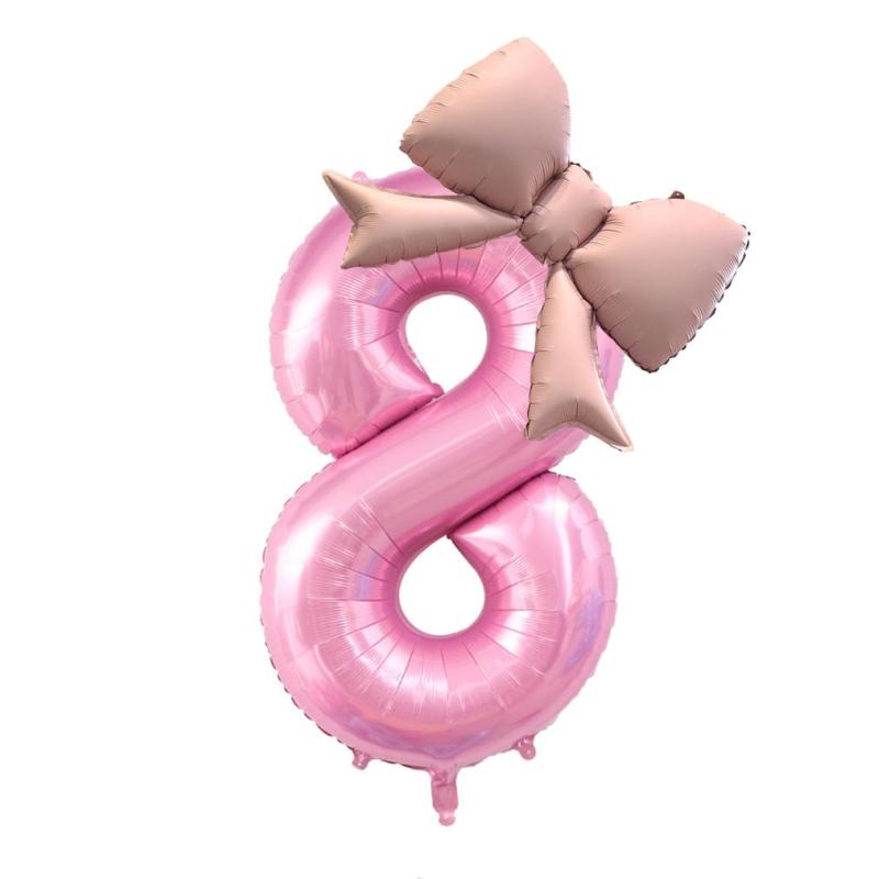 40 Inch Birthday Number Ballons Girls Princess Birthday Pink Bownot Balloons Wedding Party Ballons Jumbo Number Balloon