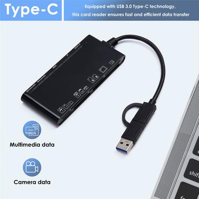 CR7 Type-C/USB 3.0 Multi-Function Card Reader CF/XD/MS/SD/TF Memory Card Reader for Phone Tablet Laptop PC