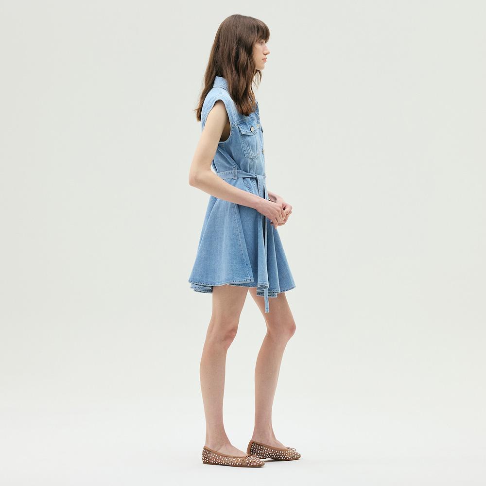 Ibiem Frill Sleeveless Denim Dress Emp4Dop020