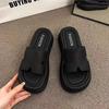 Thick-soled one-word slippers for women's summer wear 2025 new models with skirts French casual high-end seaside beach sandals