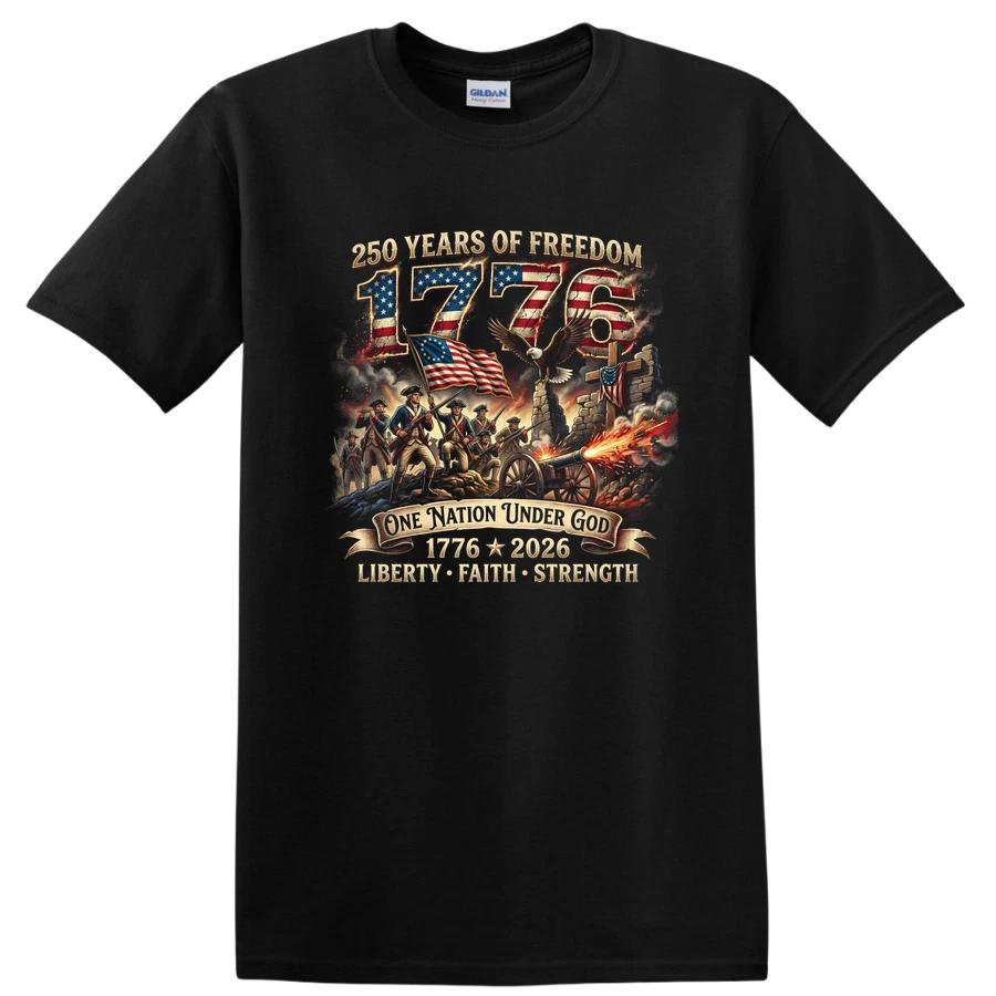 1776 250 Years of Freedom Anniversary T Shirt One Nation Under God Tee XXXL