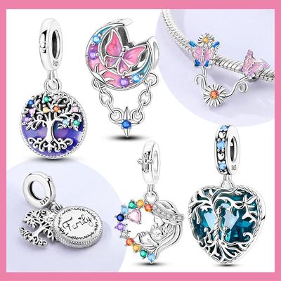 Copper Colorful Tree Of Life Family Charms Heart Flowers Beads Fit Original Bracelets Diy Fine Jewelry Party Gift For Women