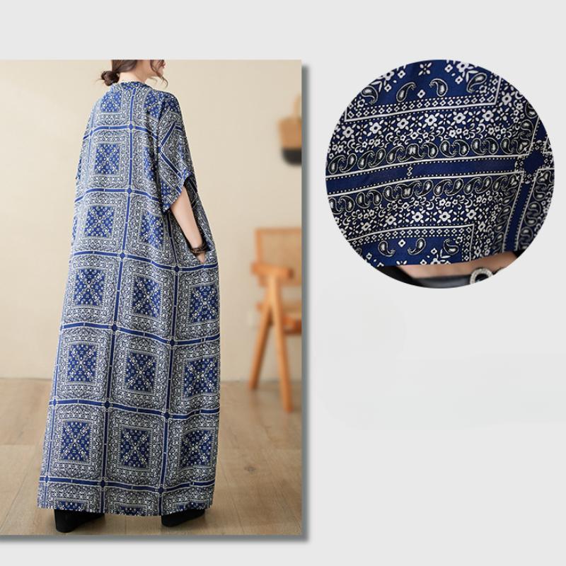 Decolteu în V de primăvară și vară, bumbac subțire, in, mărime mare, largi, stil de vacanță literară, rochie de plajă, halat lung retro