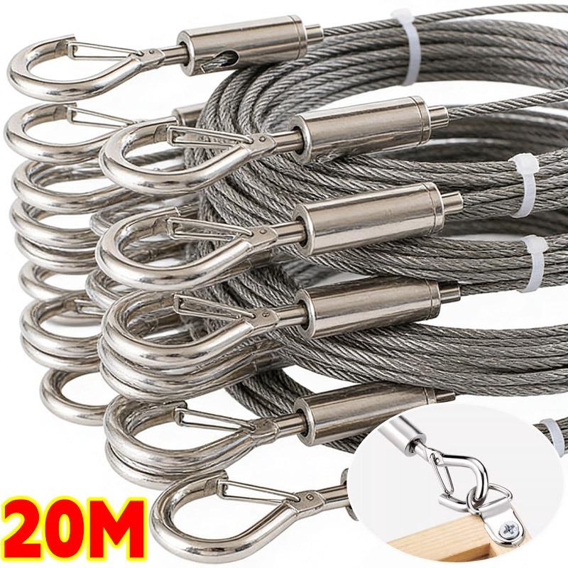 Câbles en Acier Inoxydable Cordelette à Tirer Automatique Réglable DIY pour Pêche Levage Câble Tentes Carrées Accrochage Vêtements Quincaillerie