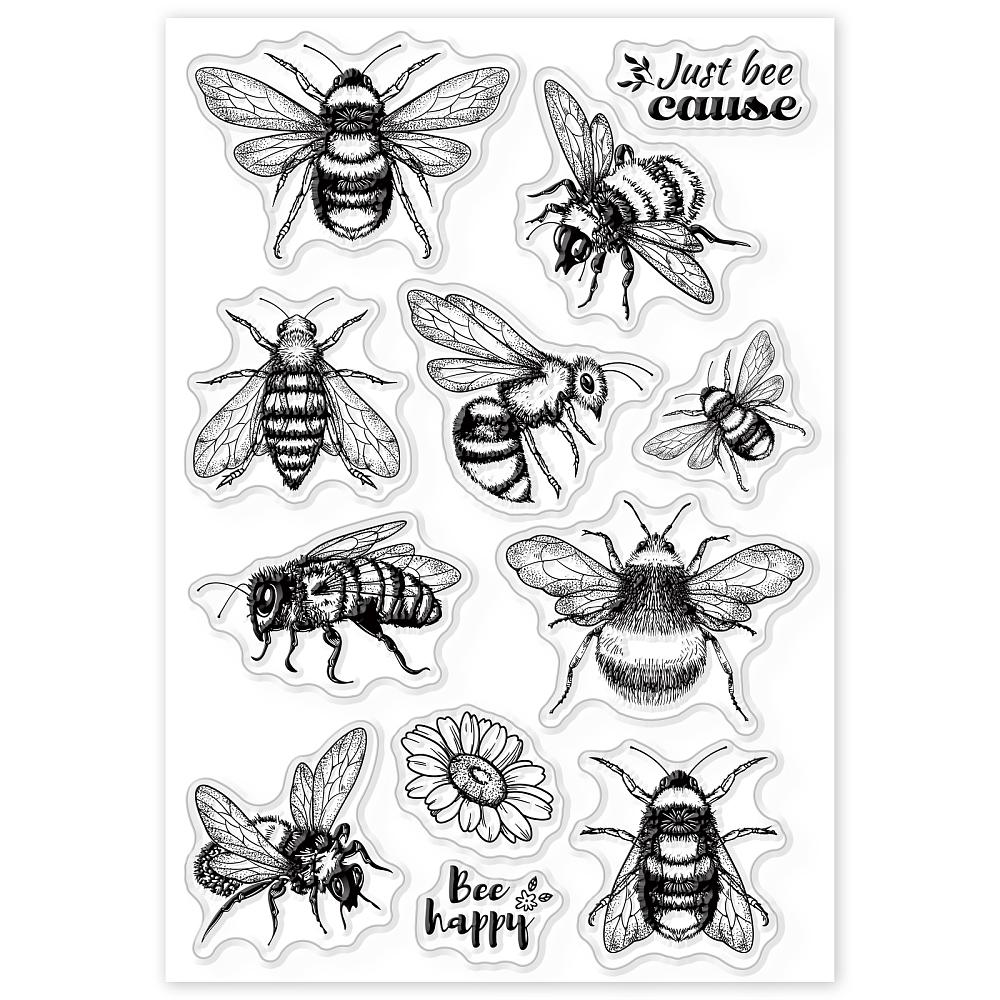 PVC Plastic Stamps for DIY Scrapbooking Photo Album Decorative Cards Making Stamp Sheets Bees Pattern 16x11x0.3cm