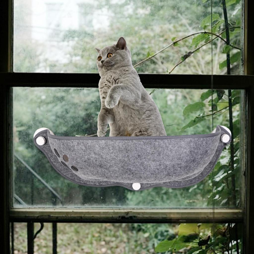 Cozy Window Cat Bed Basking Hammock Cat Perch, Suction Cup Pet Hanging Bed Solid Space Saving Sunny Seat Cat Window Perch