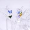 Butterfly Glass Straws Set Reusable Bar Tools for Smoothies Cocktails Tea Coffee Juicy Drinking Eco Friendly Drinkware