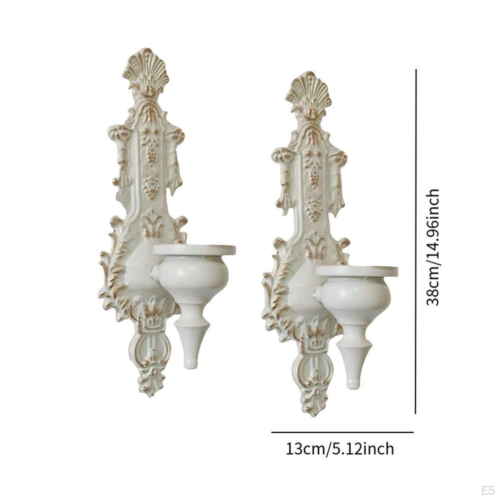 2 Pieces Candle Holder Candlestick Decorative Wall Mounted Metal Ornament for Home Fireplace Living