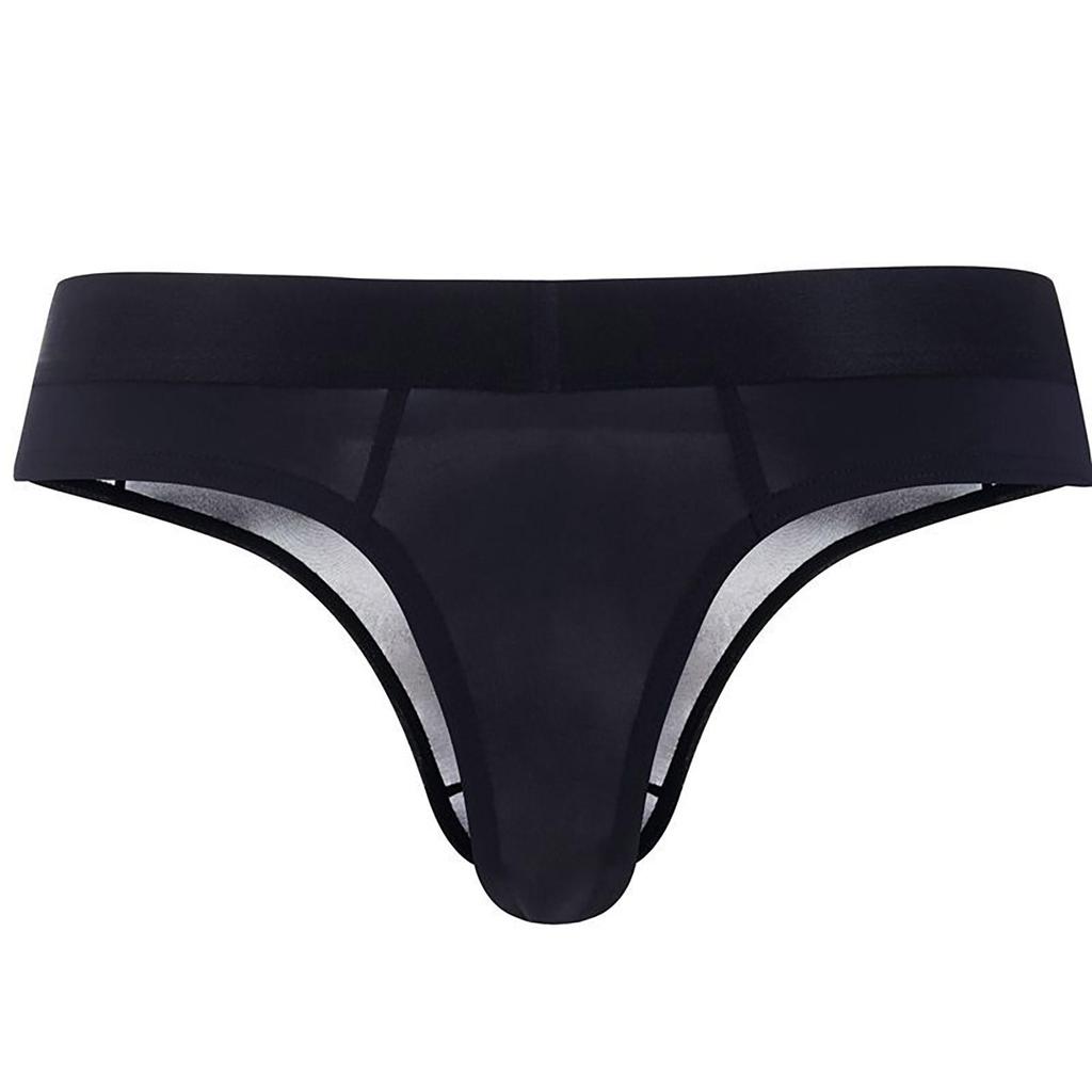 Mens Sexy Underwear Thong Underpants Soft Briefs Panties Ice Silk Ultra-thin Transparent Underwear