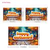 2D Autumn Forest Backdrop Happy Autumn Maple Leaf Stone Path Background for Harvest Party Banner