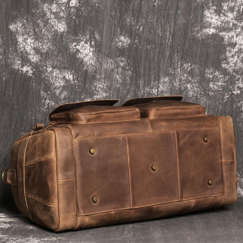 Retro Brown Men'S Hand Luggage Bag Crazy Horse Leather Large Capacity Travel Bag Business Weekend One Shoulder Messenger Bag