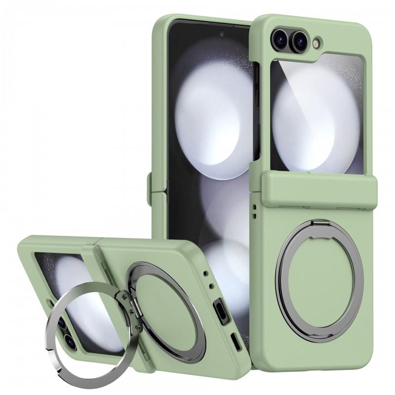 Full Coverage Magnetic Snap Case With 360 Rotating Stand Galaxy Z Flip 6 5 4 3 TPUPC Hybrid Shockproof Anti-Scratch