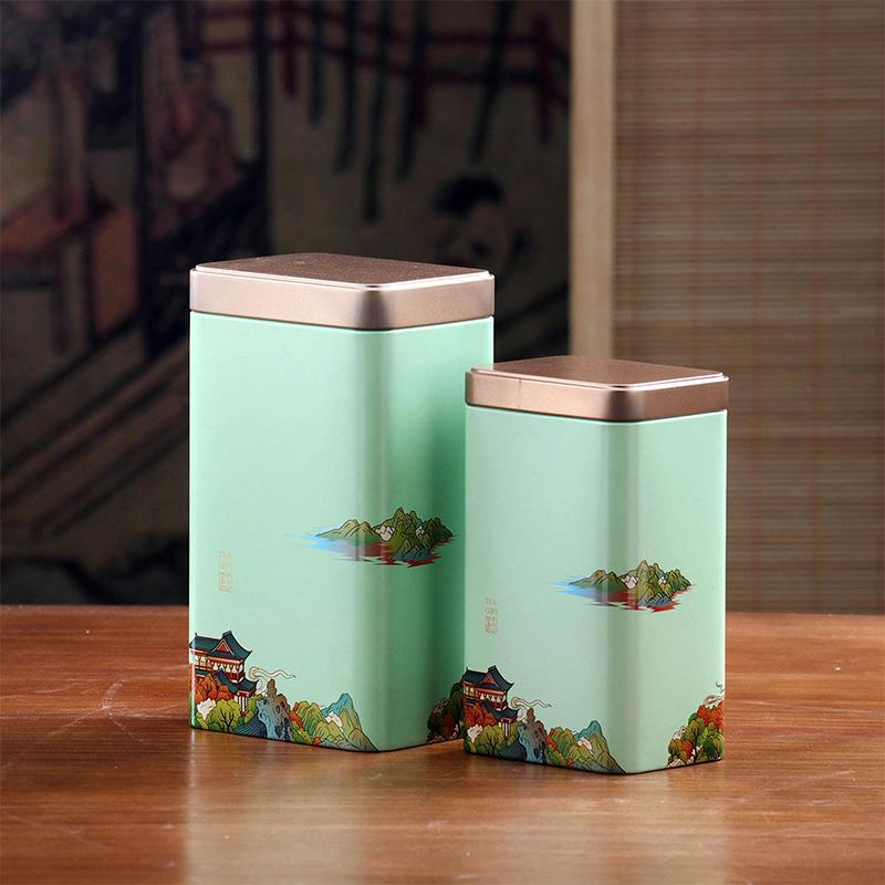 New Tin Plate Storage Box Sealed Tea Caddy Small Square Coffee Jar Tea Leaves Container Cans Small Tinplate Spices Storage Boxes