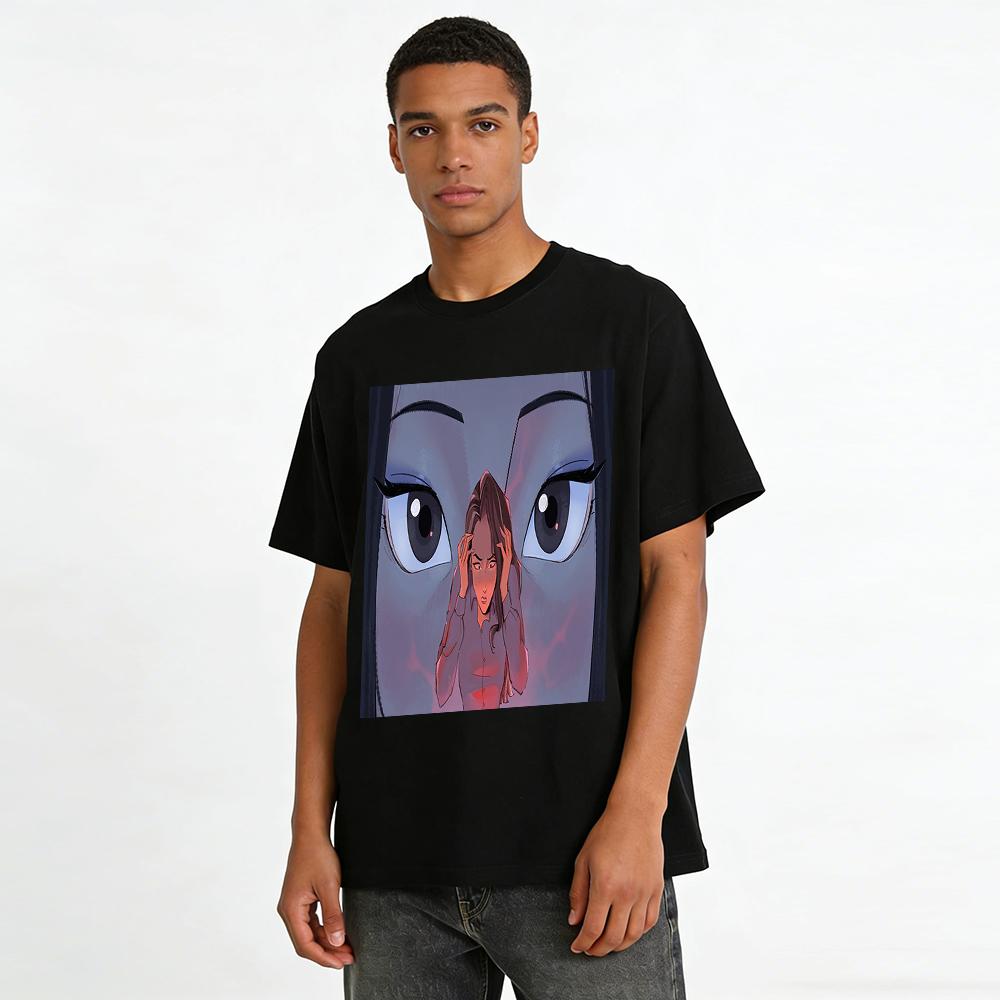 Anxiety Themed Printed Long Sleeve Tops Casual Loose Tees For Urban Trendy Outfits Pure Cotton T-shirt