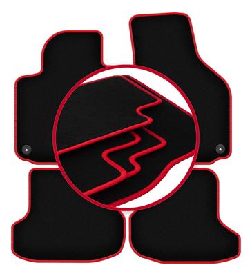 Alfombrillas de terciopelo con borde rojo para: Volkswagen Golf VI cabrio (2011-2016)